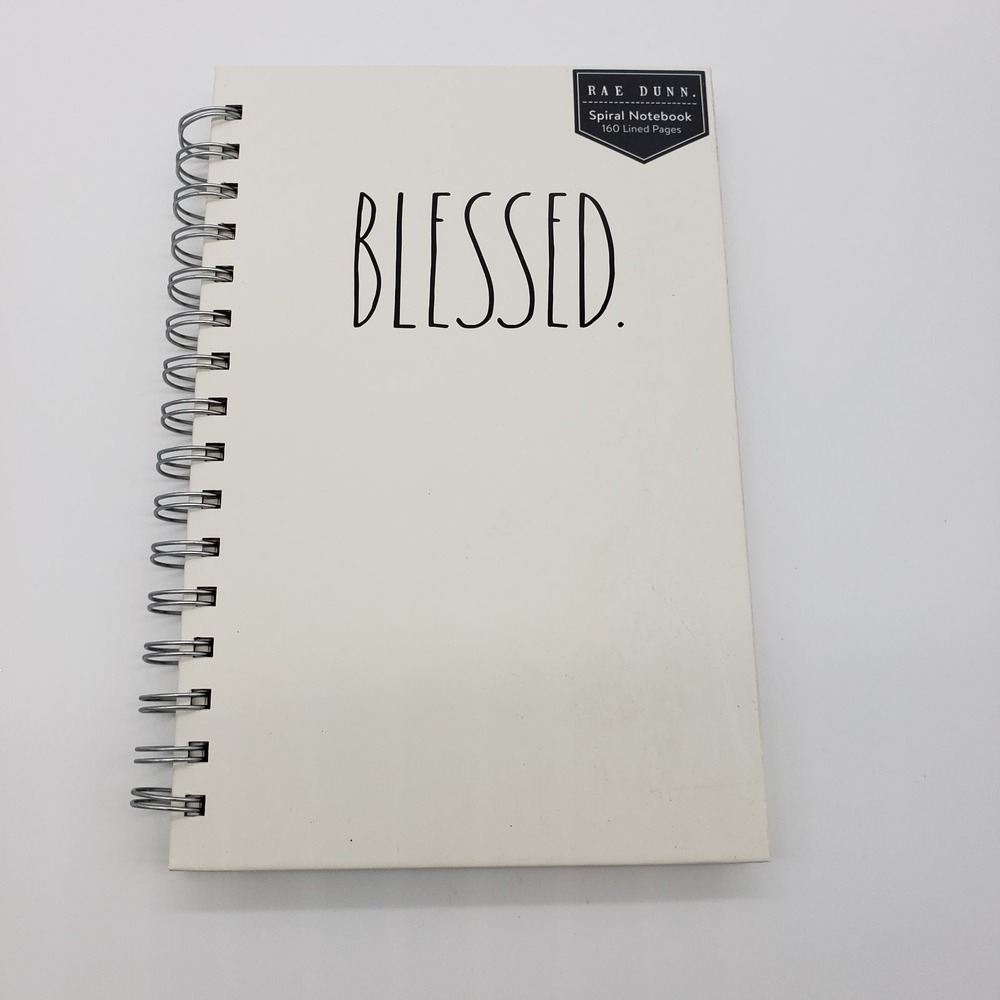 Rae Dunn Blessed Spiral Notebook 160 Lined Pages Cream Hardcover Journal